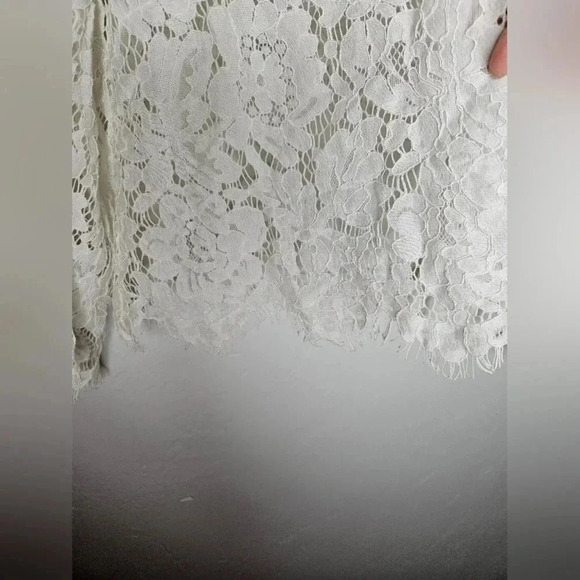 CHASOR White Lace Long Sleeve Over Top Medium  Wide Sleeve - Picture 3 of 6